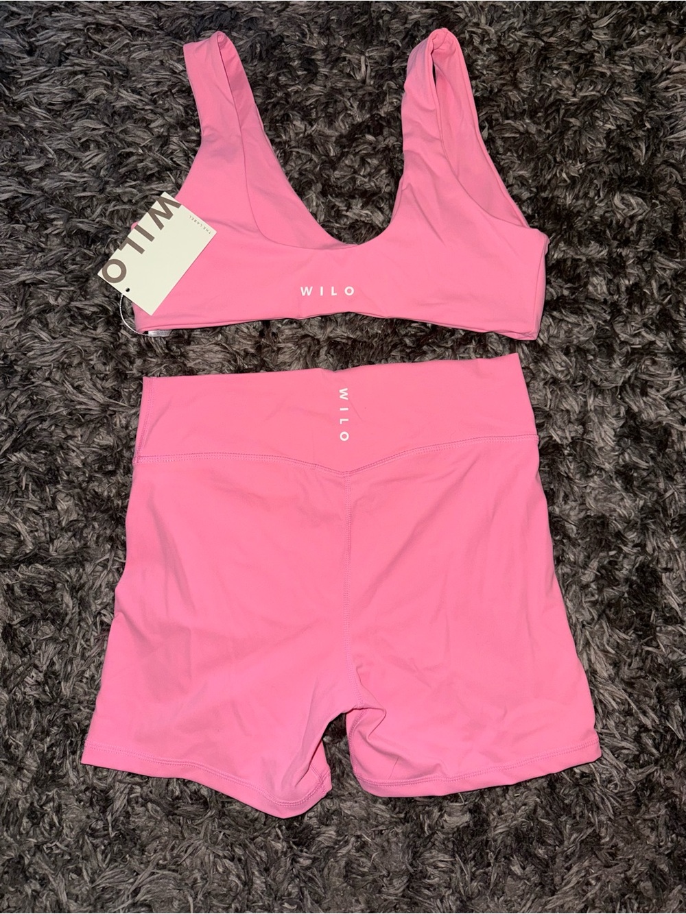 NWT WILO the label pink crisscross bra with bikers set - Picture 2 of 3